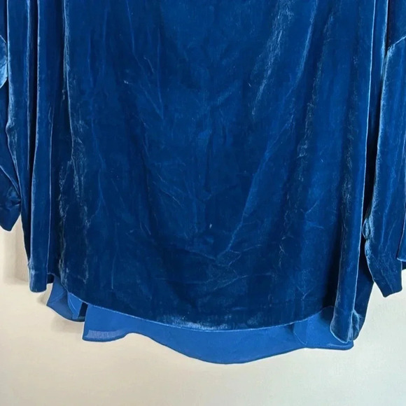 Poetry Silk Blend Teal Velvet Blouse Size 12 - Picture 7 of 8